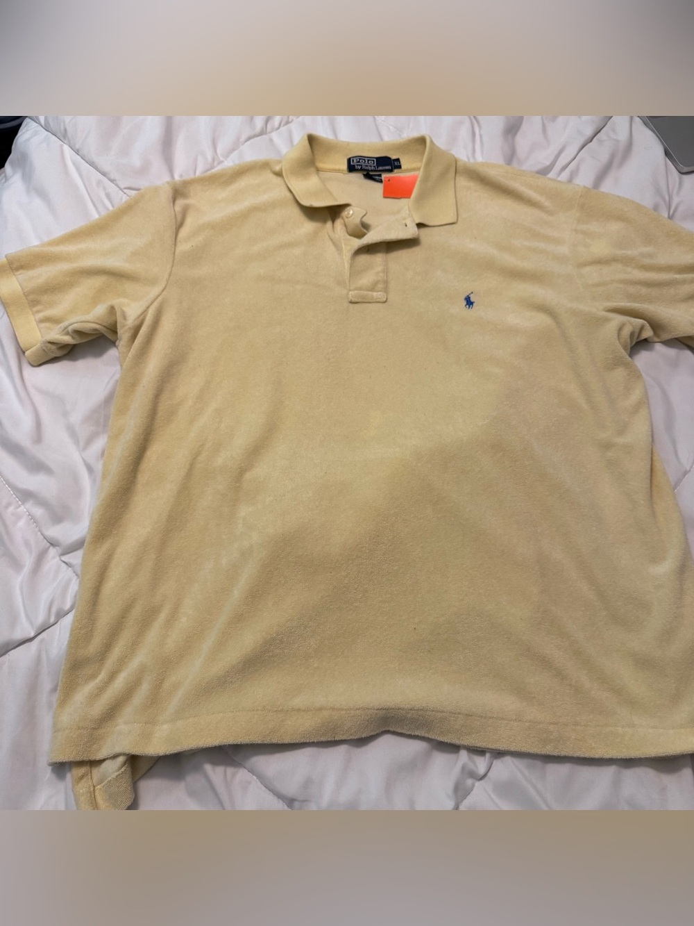 Polo by Ralph Lauren Men’s Pale Yellow Polo with Blue Pony